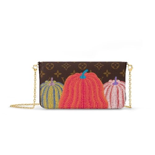 LV x YK Félicie Pochette coated canvas with Pumpkin print  Monogram Women Small Leather Goods